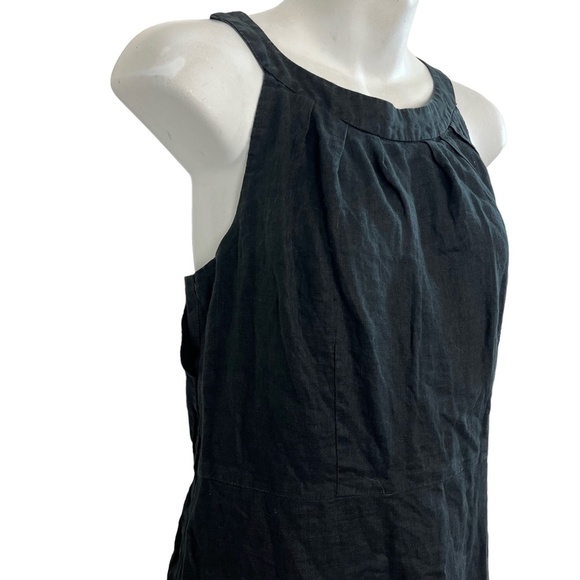 ANN TAYLOR LOFT Black 100% Linen Sleeveless Mini Length Lined High Neck Dress 6 - Picture 6 of 16